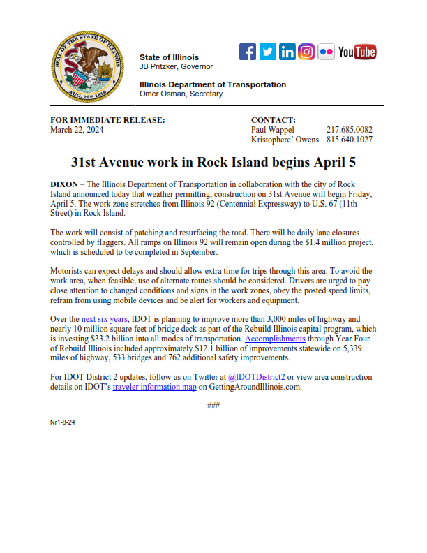 News Release 31 AV Resurfacing Project