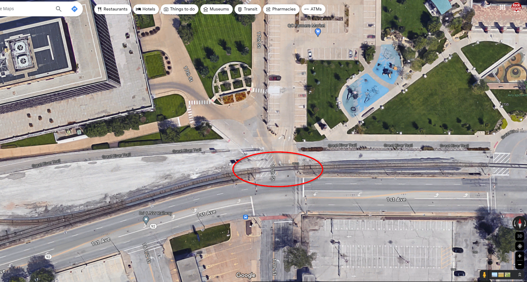 Railroad Repairs at 17 ST 1 AV Map