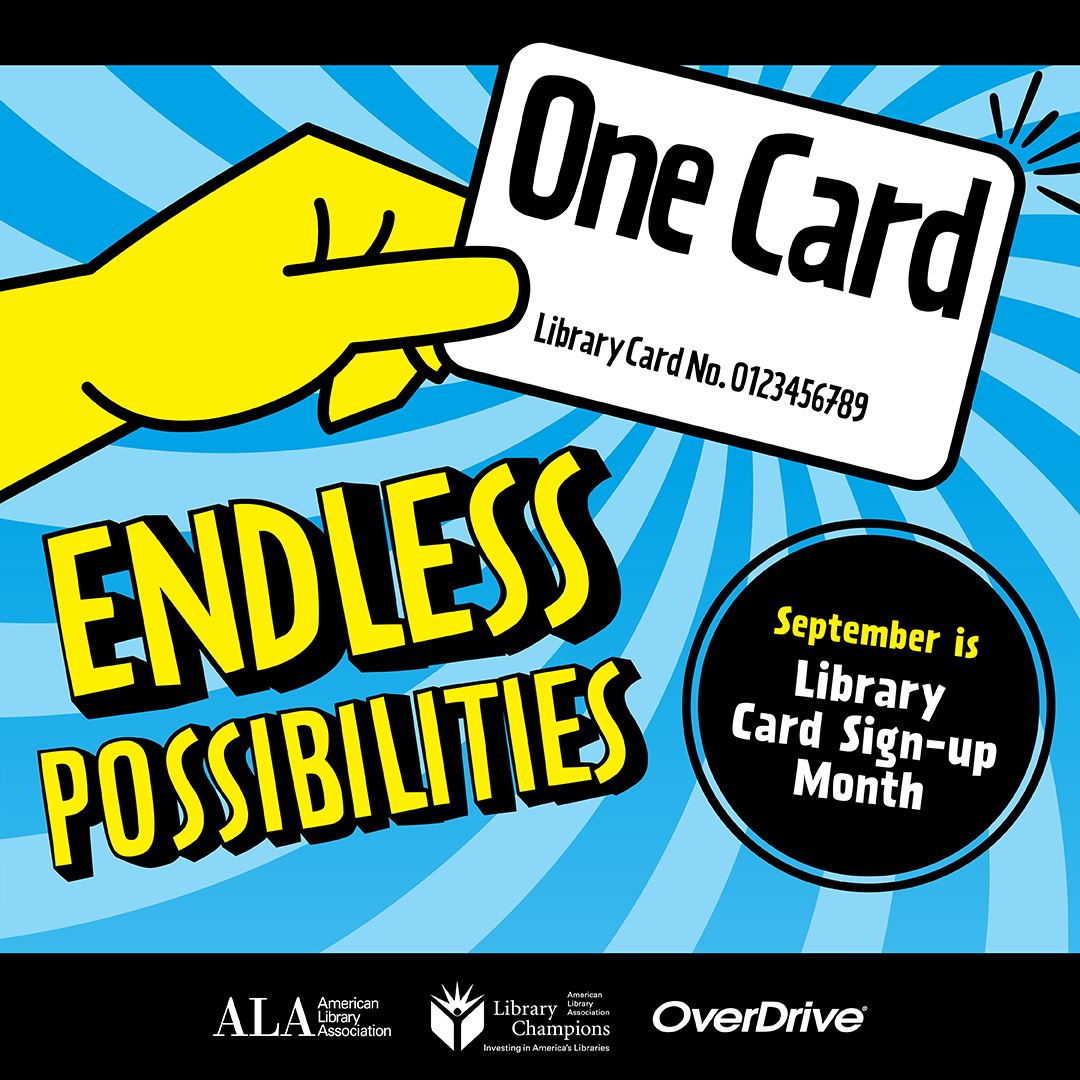 One Card, Endless Possibilities, Hand holding a library card